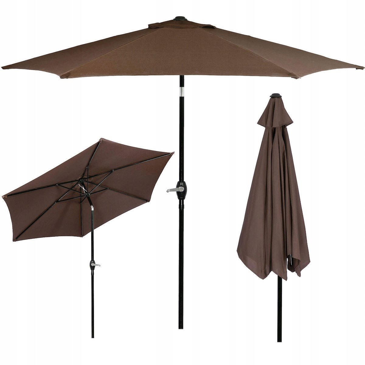 Umbrela terasa gradina, cu manivela si inclinare, GU23, diametru 260cm, maro - imagine 14