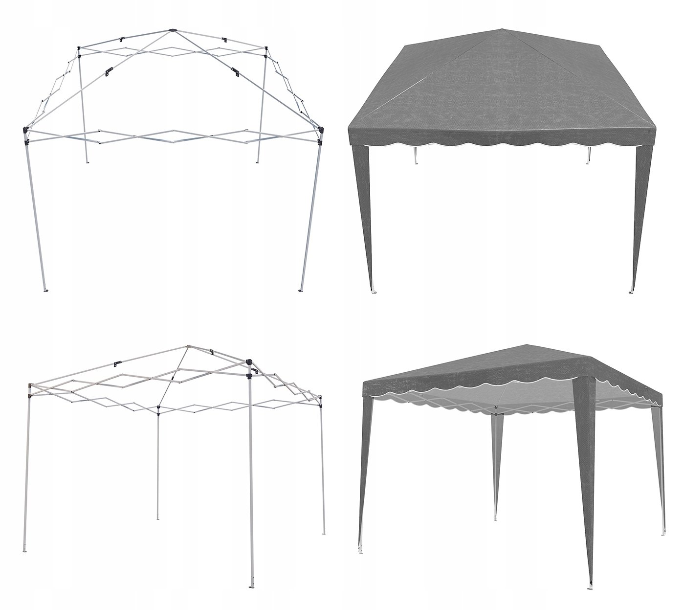 Cort pavilion de gradina pliabil automat pop-up, impermeabil, cu protectie UV, 300x300cm, gri - imagine 9