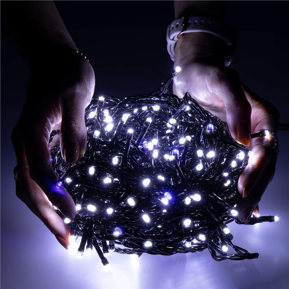 Instalatie lumini pentru bradul de Craciun, 25,5 metri, 300 LED-uri cu flash, albastru - imagine 5