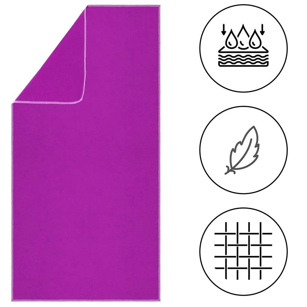 Prosop de plaja cu uscare rapida, husa de transport, 75x150cm, violet - imagine 19