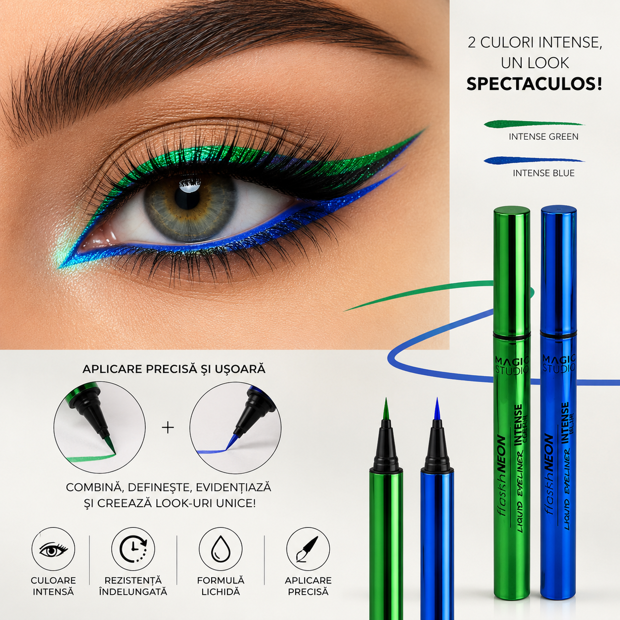 Set 24 bucati Eyeliner lichid Flash Neon, Magic Studio, 68027 - imagine 5