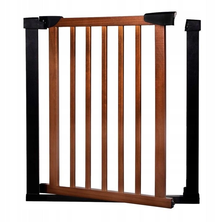 Poarta de siguranta Safety Gate pentru scari, ajustabila 103-110 cm, din otel si lemn, negru maro - imagine 4
