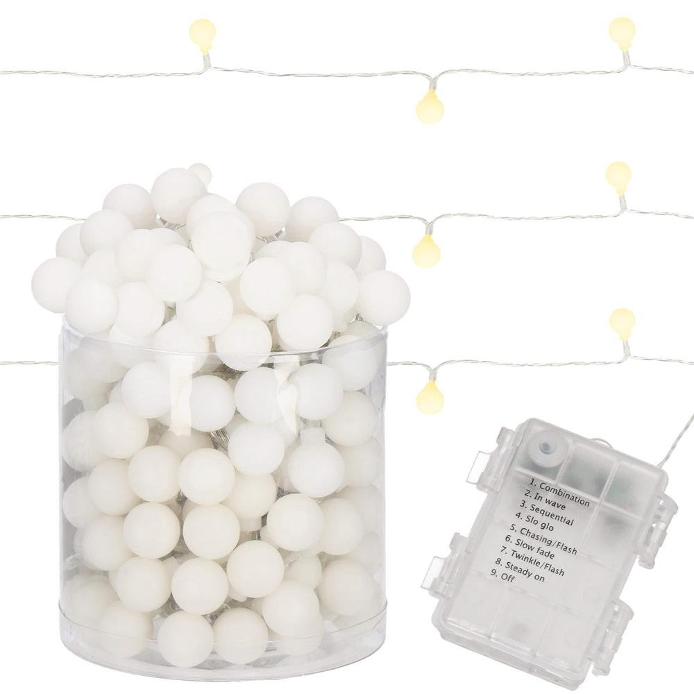 Instalatie bile luminoase pentru gradina, 7,5 metri, 50 LED-uri, cu baterii, galben - imagine 3