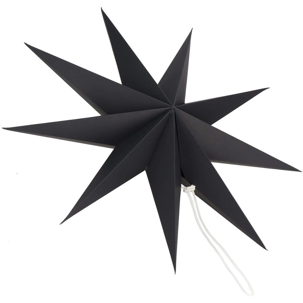 Stea decorativa 3D din hartie, cu 9 colturi, 60 cm, neagra - imagine 3