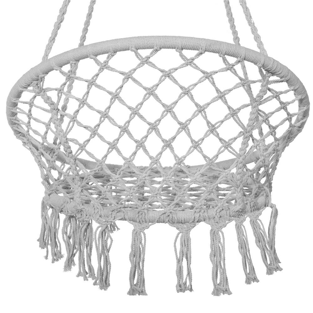 Scaun rotund Sersimo tip leagan suspendat cu perna Confort casa sau gradina, gri - imagine 6