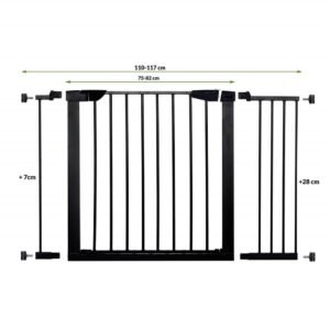 Poarta de siguranta Safety Gate pentru scari, ajustabila 110-117 cm, din otel, neagra