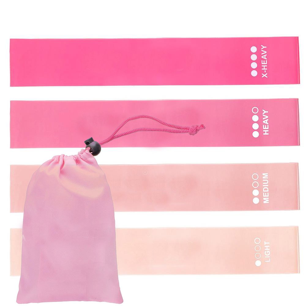 Set 4 benzi elastice latex, Sersimo, roz, 4 trepte dificultate