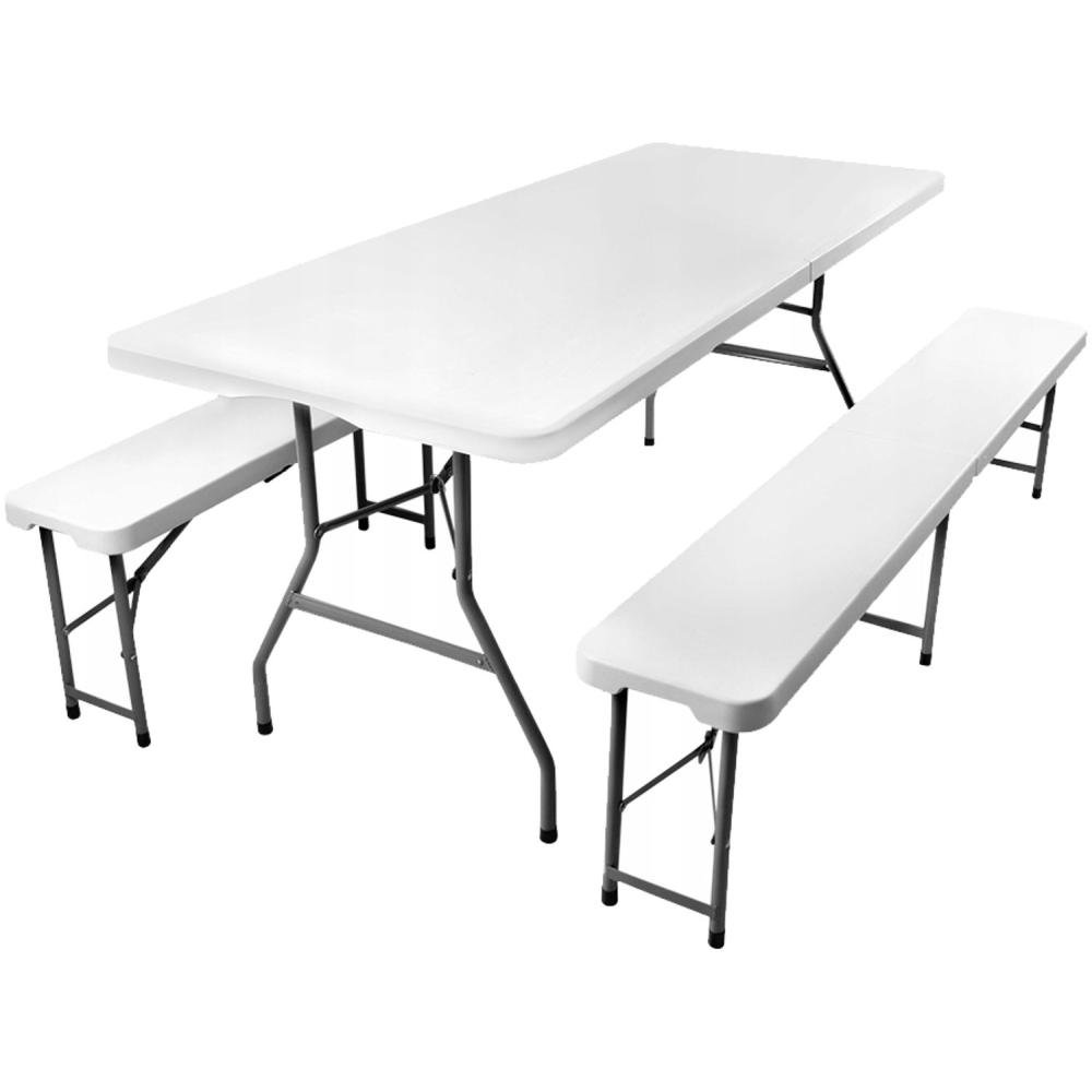 Set masa cu 2 banci pliabile tip valiza pentru gradina, camping, terase, 180x72x75cm - imagine 4