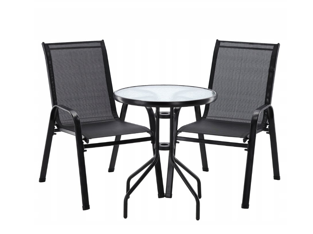 Set mobilier gradina Sersimo Torino, 2 scaune, 1 masa, gri antracit - imagine 3