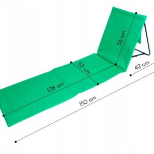 Sezlong de plaja pliabil, spatar cu cadru metalic, reglabil, 150x47x48 cm, verde