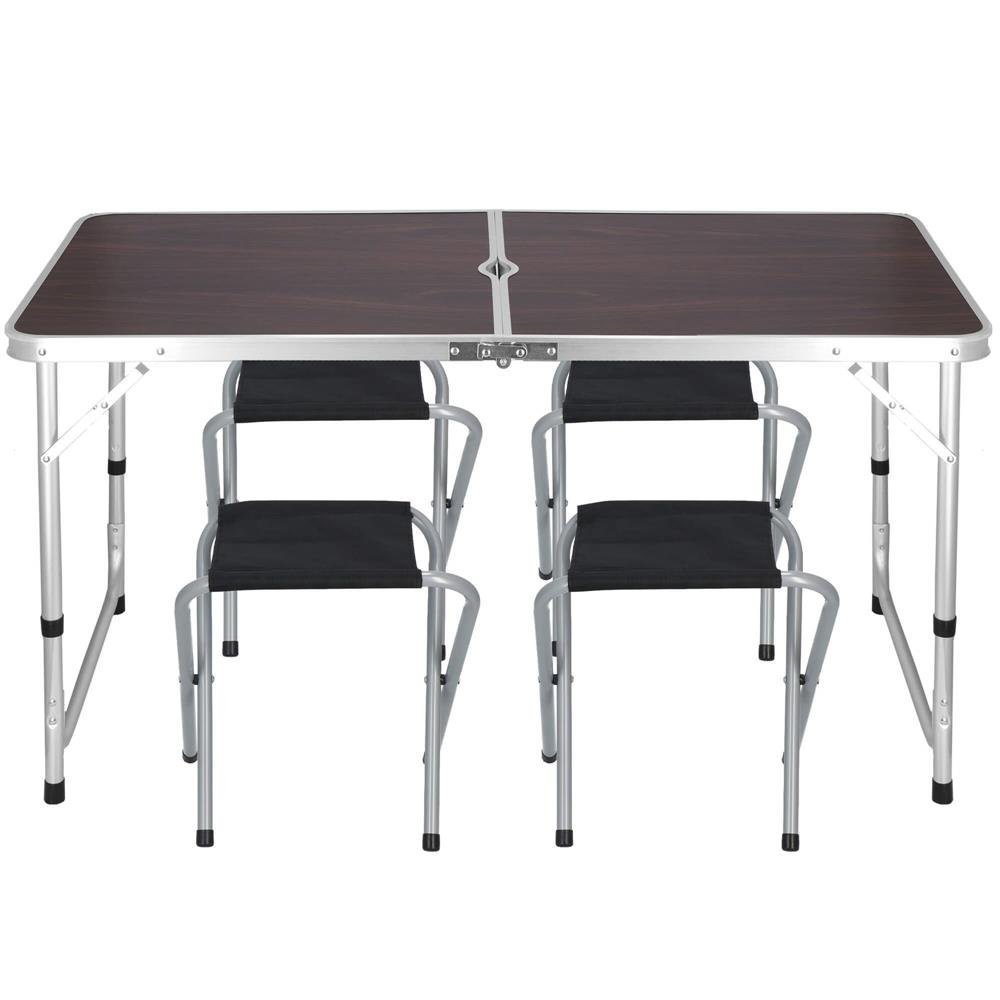 Set masa camping pliabila blat MDF cu 4 scaune, 120x60x60/70cm, Maro Negru - imagine 16