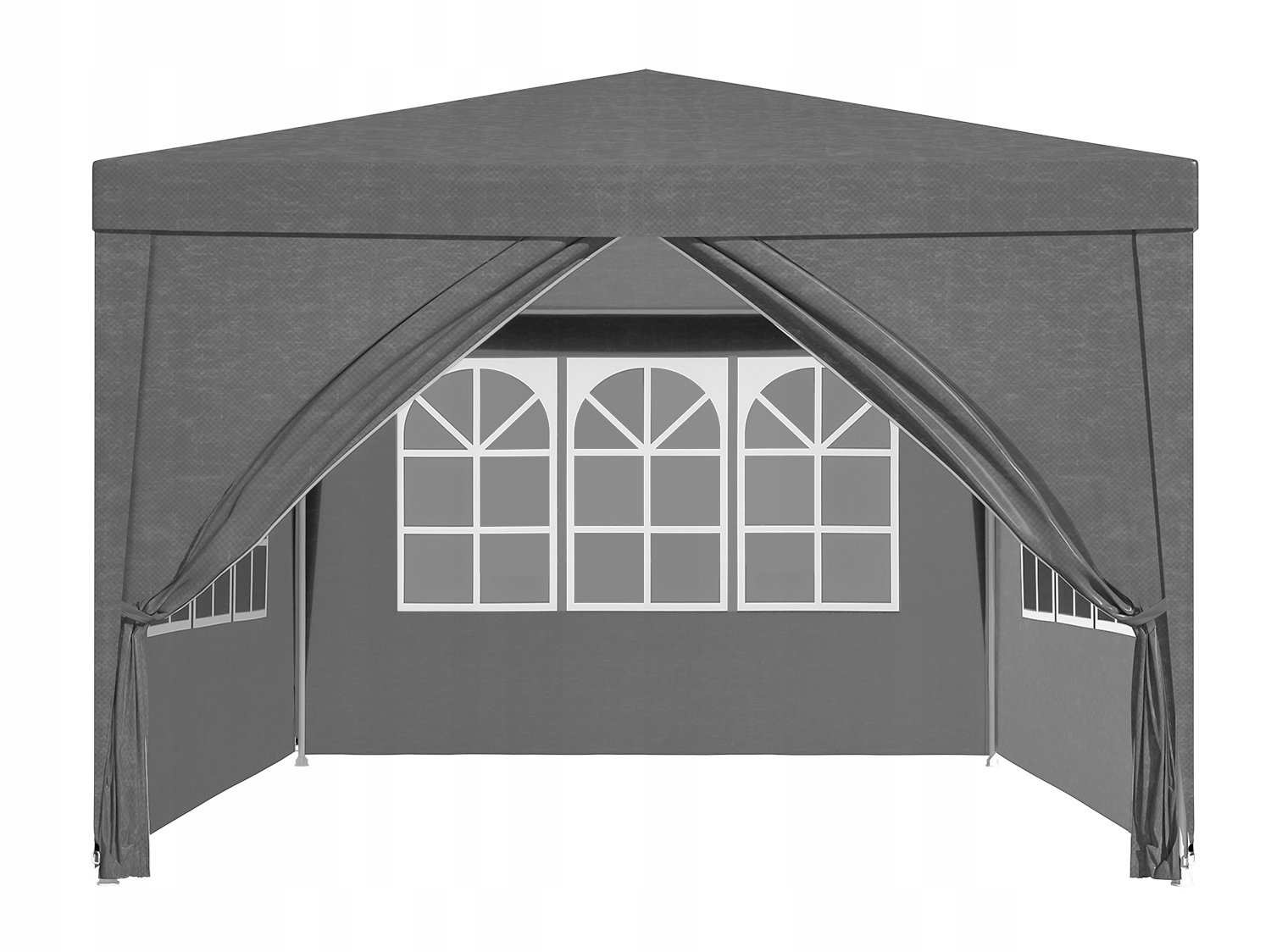 Cort pavilion de gradina, 300x300 cm, cu 4 pereti laterali cu ferestre, impermeabil cu rezistenta UV, gri - imagine 17