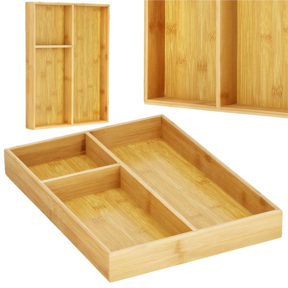 Organizator tacamuri si ustensile bucatarie, bambus, 25x34x4.5cm - imagine 14