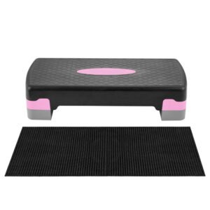 Stepper aerobic, ajustabil in 2 trepte, gri/roz, greutate maxima 250 kg, cu covoras de protectie