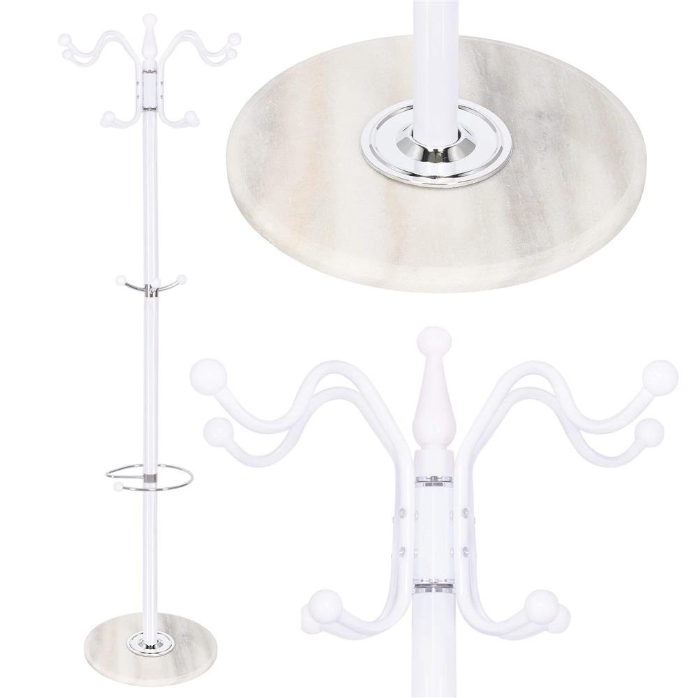 Cuier tip pom din metal Sersimo, 12 agatatoare, 174cm, alb - imagine 10