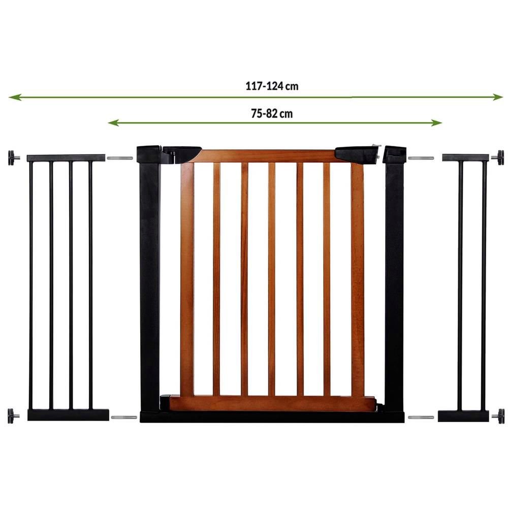 Poarta de siguranta Safety Gate pentru scari, ajustabila 117-124 cm, din otel si lemn, negru maro - imagine 7