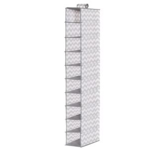 Organizator dulap Sersimo, 10 compartimente, textil, 120cm, alb gri