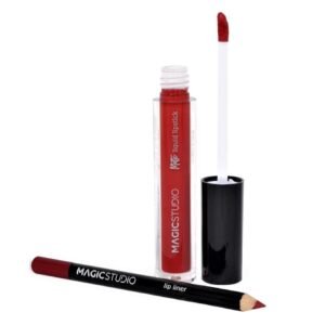 Set Perfect Lips ruj lichid mat si creion contur, Nr.3, 40’s Red, Magic Studio