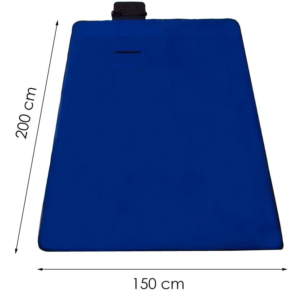Patura pentru picnic sau plaja, cu folie izolatoare si maner, 150x200cm, albastru cobalt - imagine 14