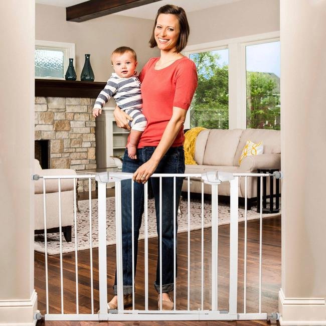 Poarta de siguranta Safety Gate pentru scari, ajustabila 118-127 cm, din otel, alba - imagine 7