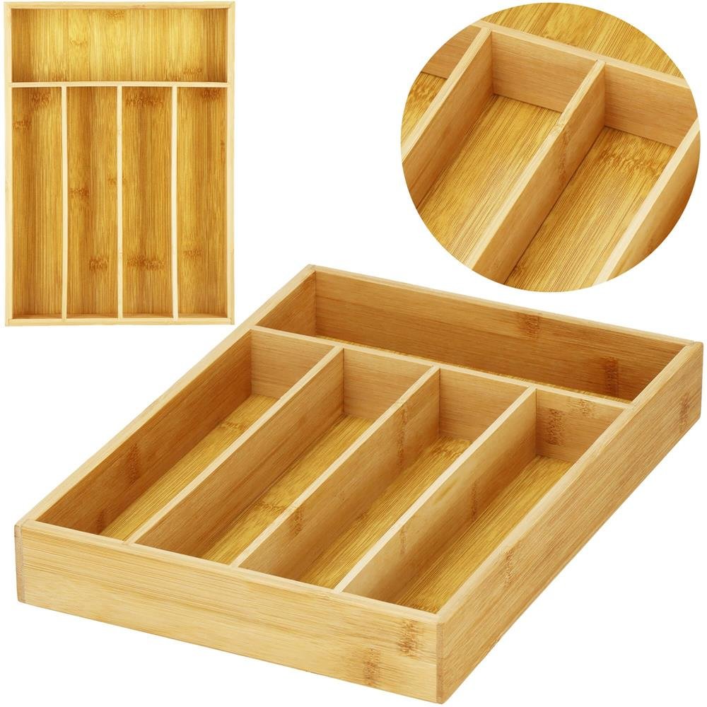 Organizator tacamuri si ustensile bucatarie, bambus, 25x35x5cm - imagine 7