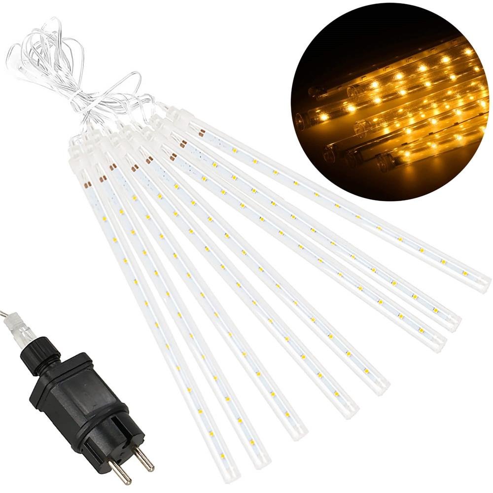 (DL) Instalatie de Craciun, 8 tuburi, 30cm, 144 LED, ploaie de meteoriti, galben - imagine 3