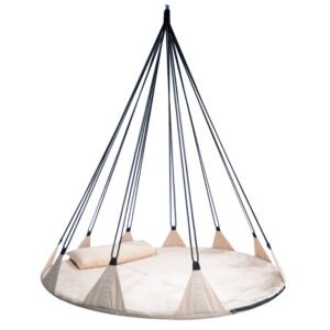 Leagan de gradina XXL Sersimo, suspendat tip pat, 150cm, bej