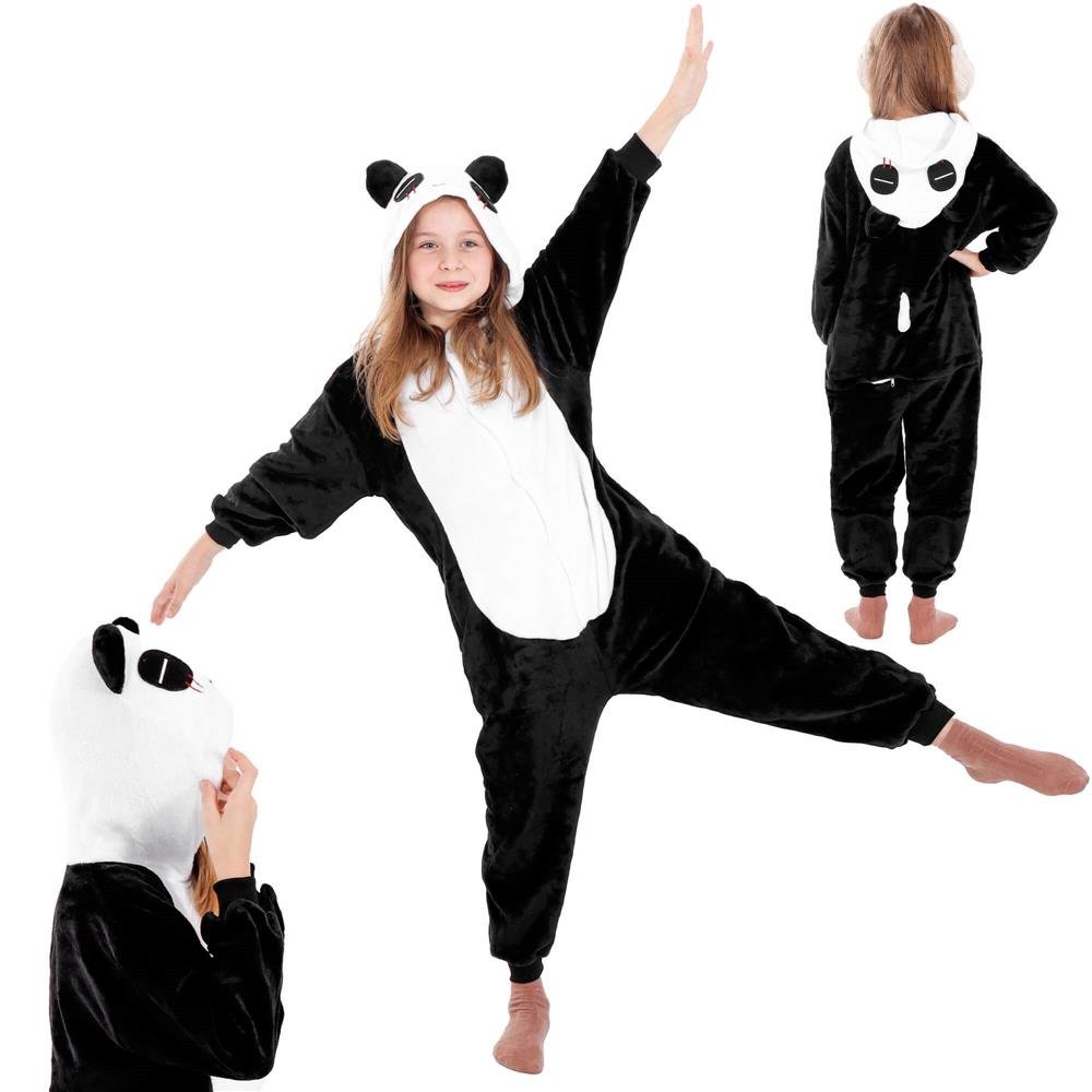 Pijama tip salopeta pentru copii, model panda, marime 125-140cm - imagine 4