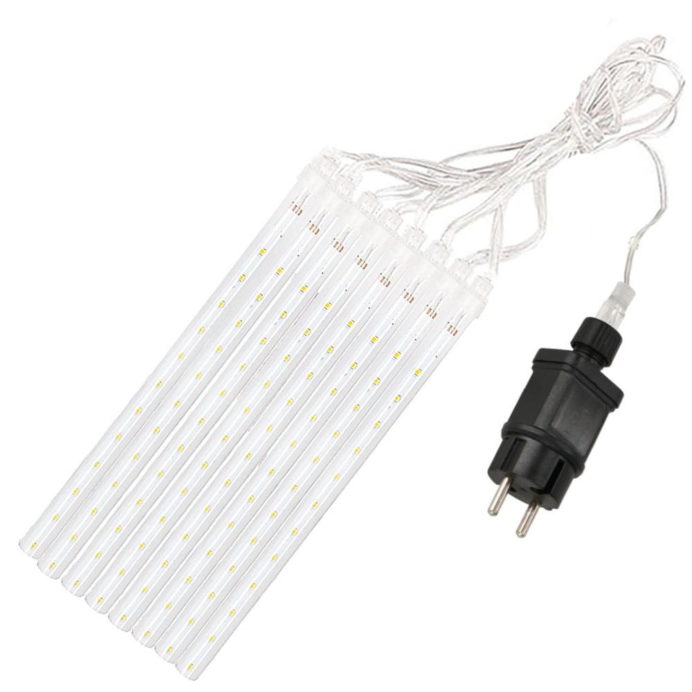 (DL) Instalatie de Craciun, 8 tuburi, 30cm, 144 LED, ploaie de meteoriti, galben - imagine 5