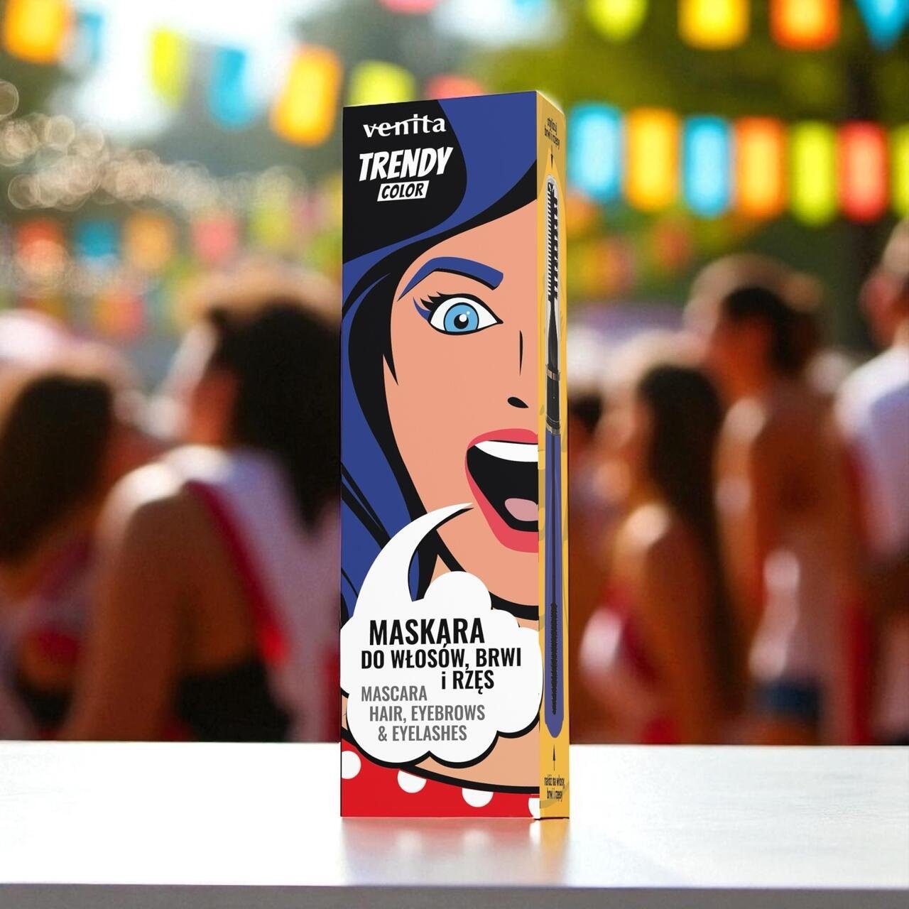Mascara Colorată 3în1, pentru par, gene si sprancene, Cosmic Blue, Trendy, Venita, 13g - imagine 4