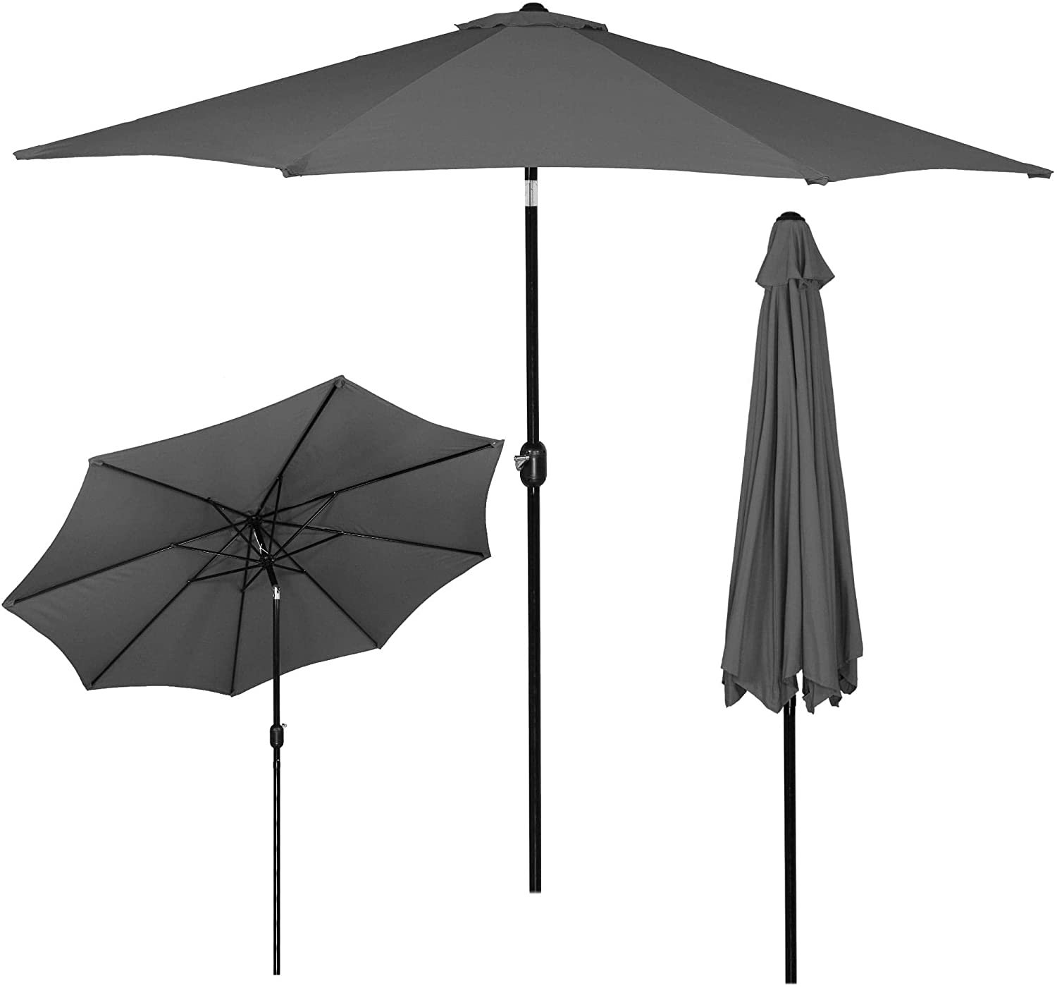 Umbrela terasa gradina, cu manivela si inclinare, GU200, diametru 300cm, gri antracit - imagine 9