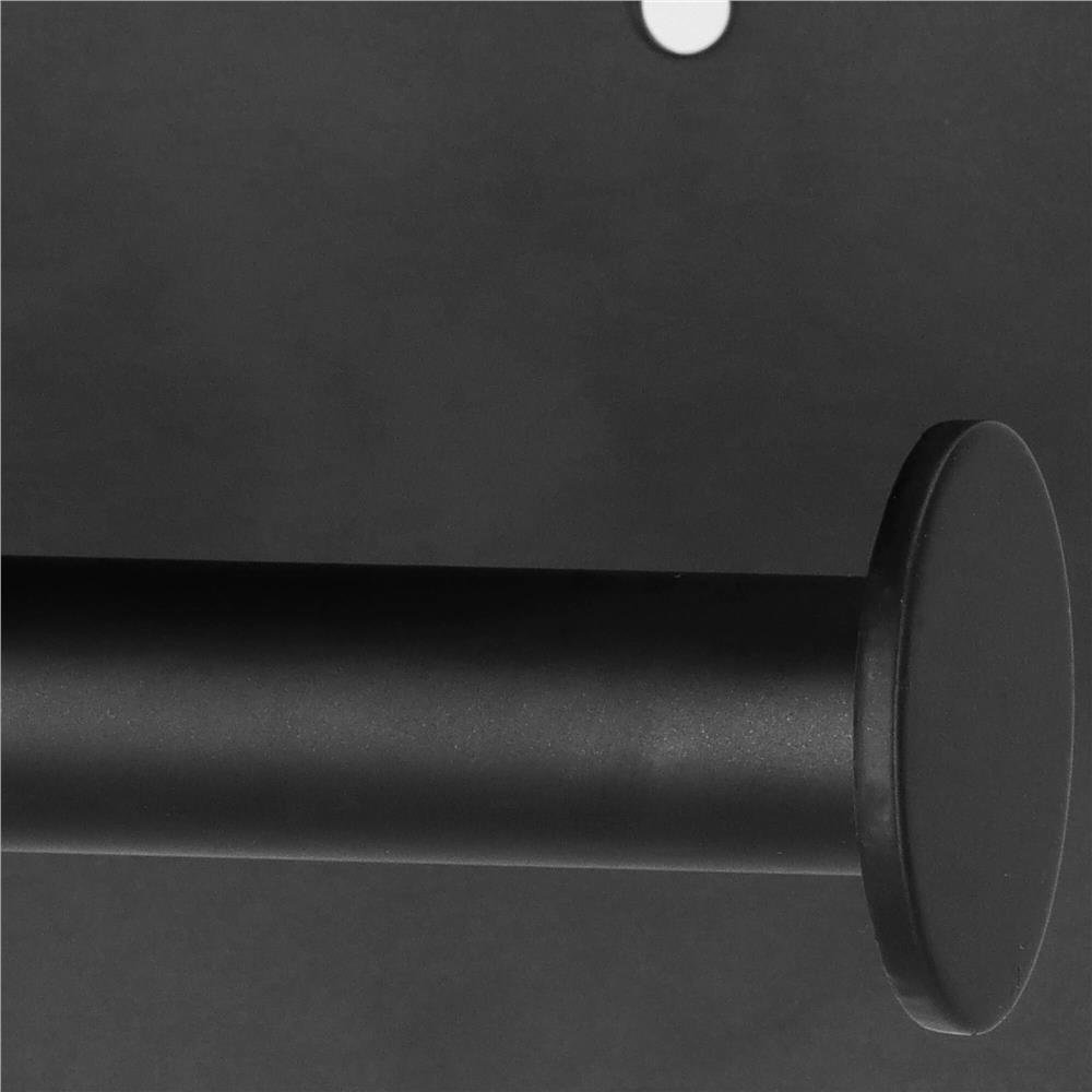 Suport hartie igienica din otel cu raft depozitare, prindere fara gaurire, 14cm, negru - imagine 12