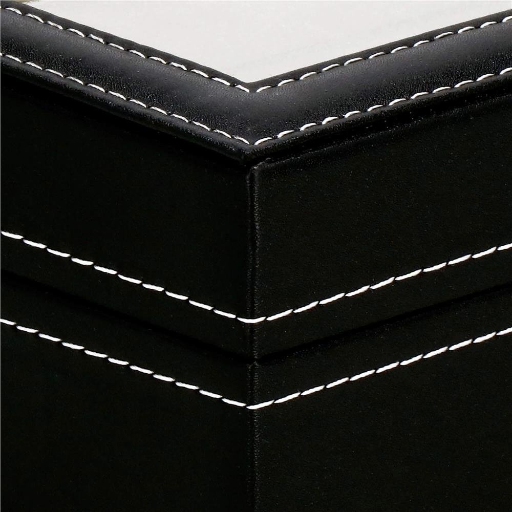 Cutie depozitare si organizare ceasuri, MDF, piele ecologica, 30x20x8cm, negru interior crem - imagine 9