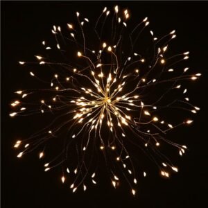 (DL) Instalatie lumina decorativa STAR cu 100 LED-uri, diametru 30cm, alimentare baterii, iluminare galbena