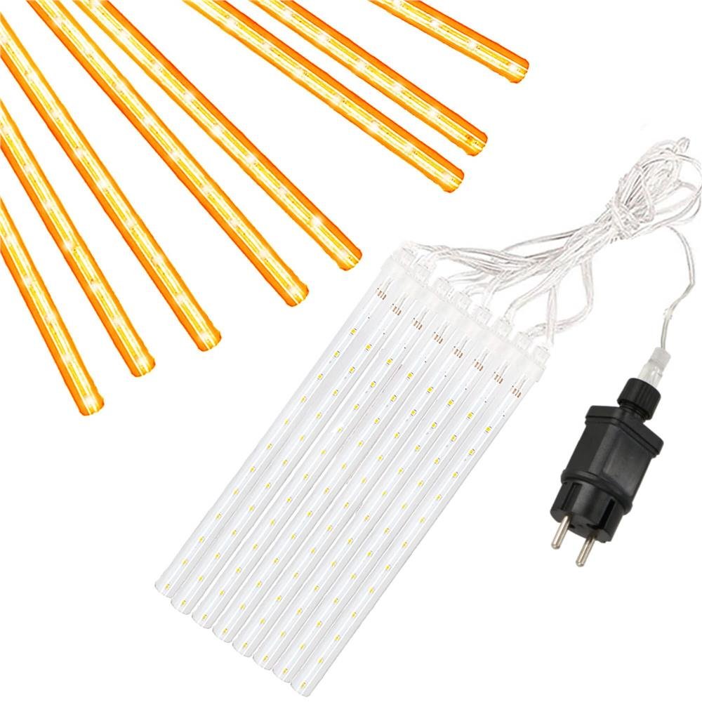 (DL) Instalatie de Craciun, 8 tuburi, 30cm, 144 LED, ploaie de meteoriti, galben - imagine 4