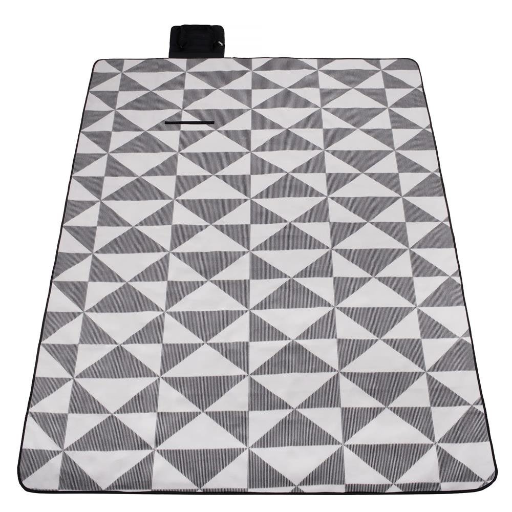 Patura pentru picnic sau plaja, cu folie izolatoare si maner, 180x220cm, gri - imagine 2