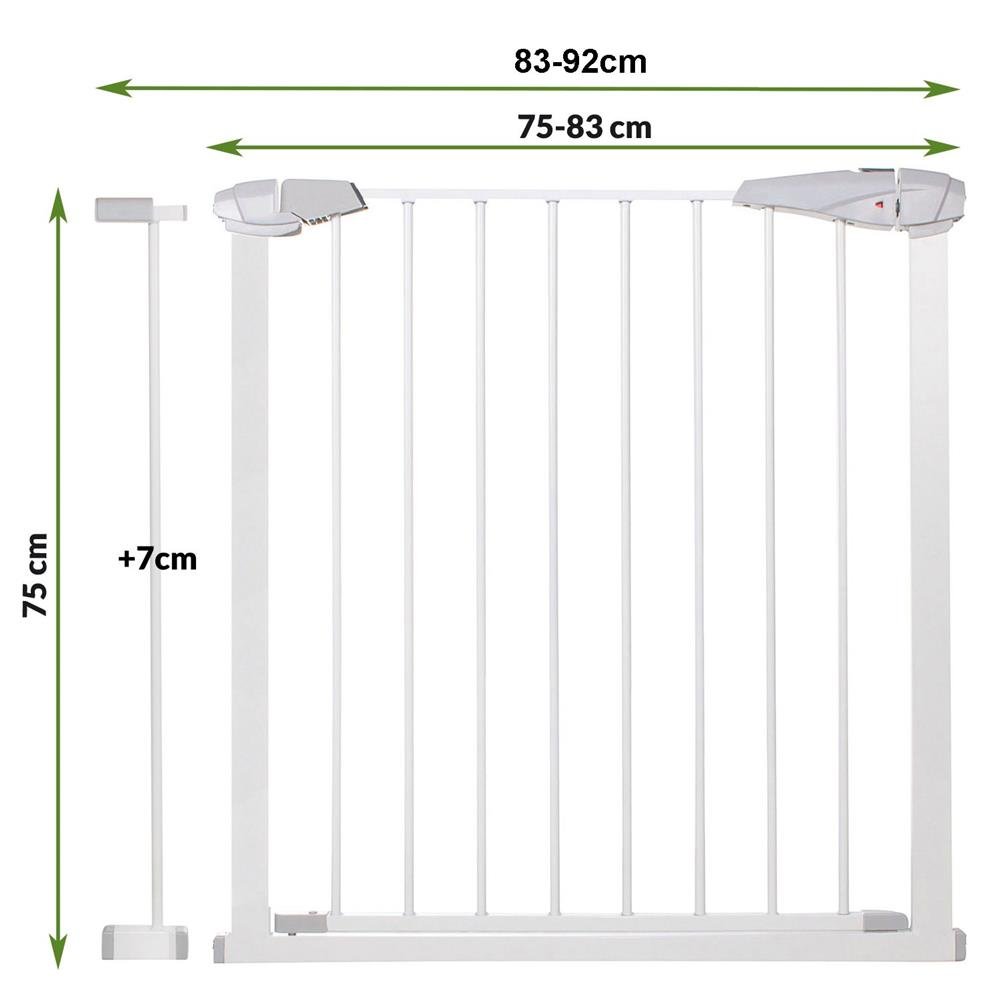 Poarta de siguranta Safety Gate pentru scari, ajustabila 83-92 cm, din otel, alba - imagine 5