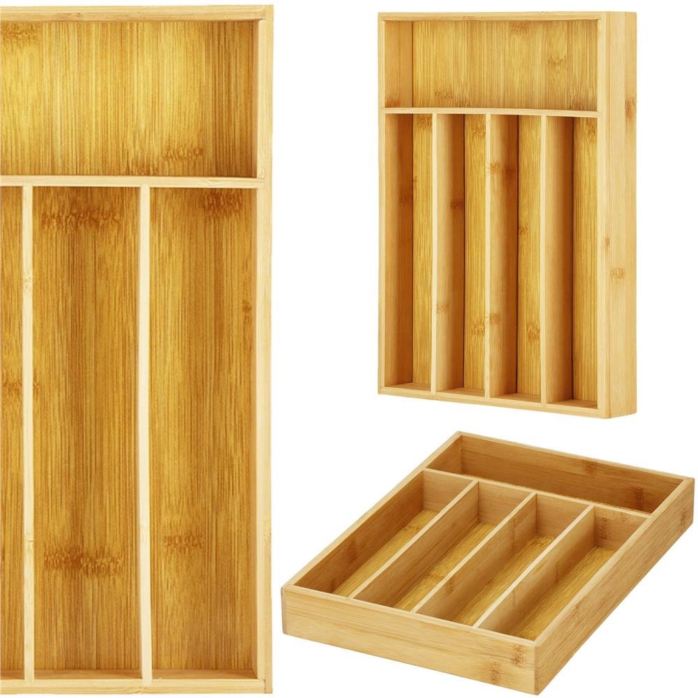 Organizator tacamuri si ustensile bucatarie, bambus, 25x34x4.5cm - imagine 9