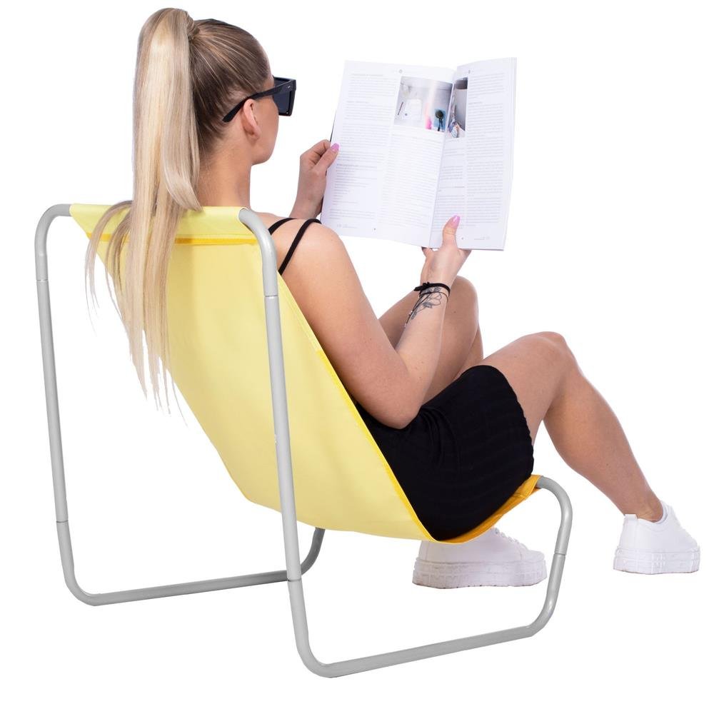 Scaun de plaja Sersimo GC024, pliabil, 90kg, 52x88cm, galben - imagine 13