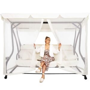 Balansoar leagan pat 4 persoane Sersimo Tenerife, cu plasa anti-insecte, sarcina 320kg