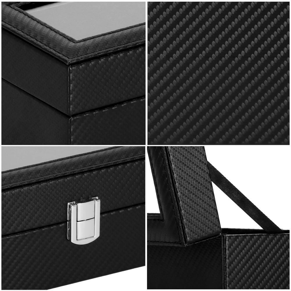 Cutie depozitare si organizare ceasuri, MDF, piele ecologica, 20,5x11x8cm, negru sarpe - imagine 21
