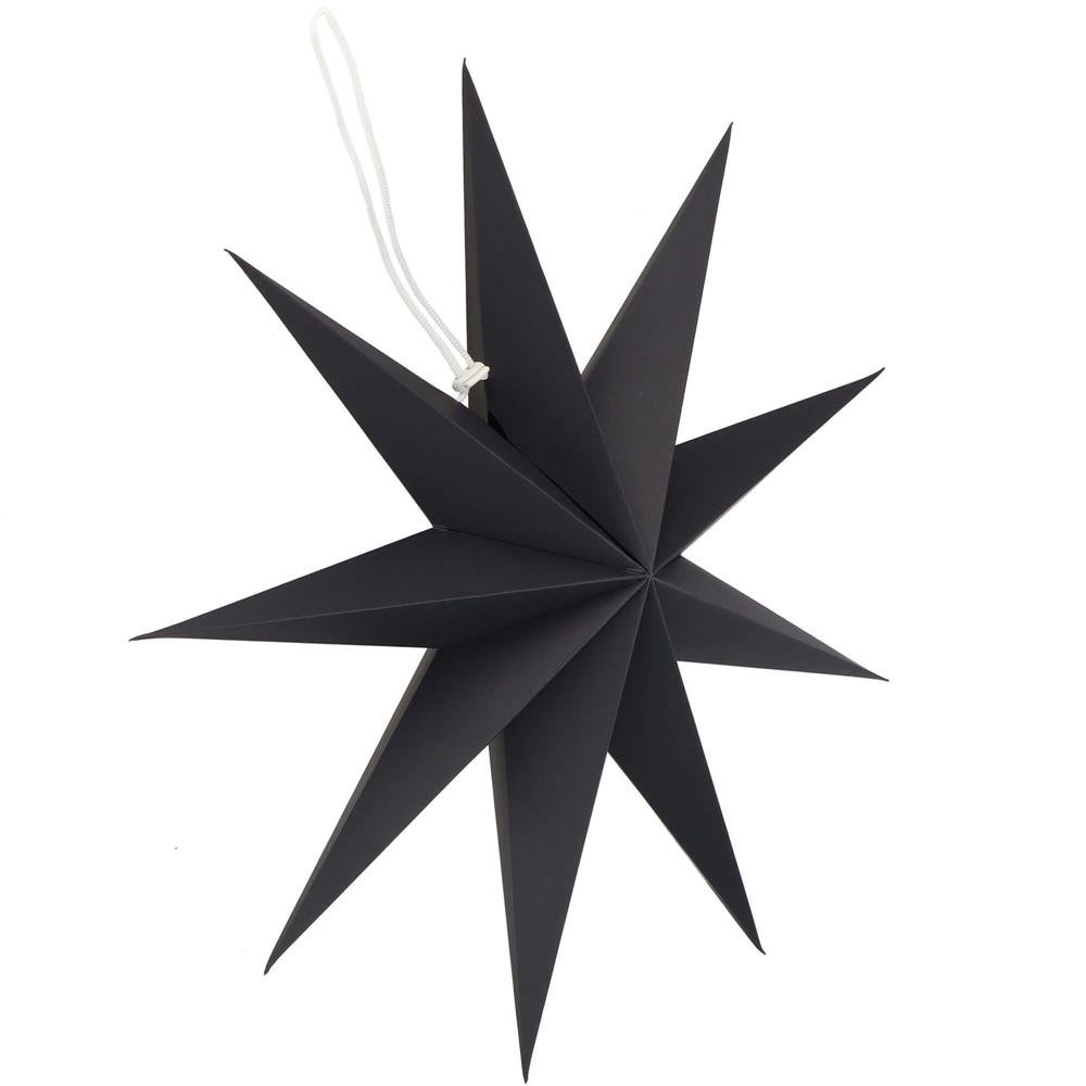 Stea decorativa 3D din hartie, cu 9 colturi, 60 cm, neagra - imagine 10