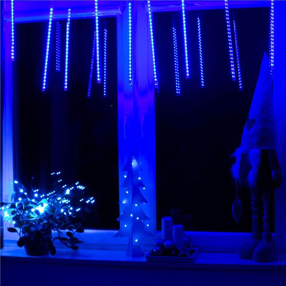 Instalatie de Craciun, 10 tuburi, 50cm, 480 LED, ploaie de meteoriti, albastru - imagine 15