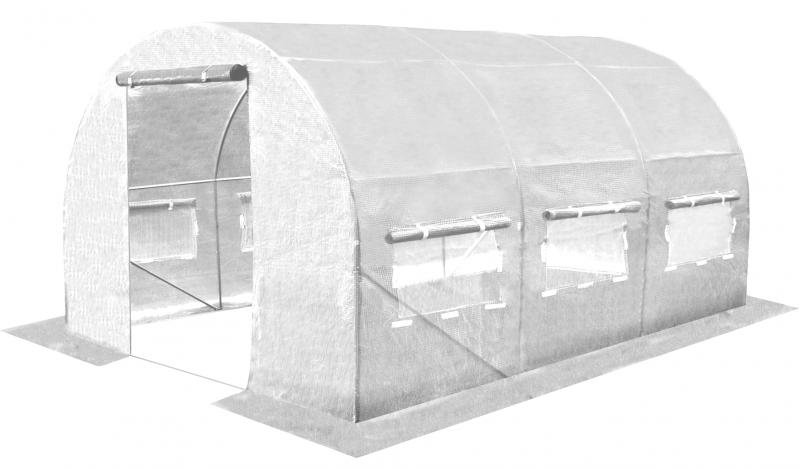Sera de gradina, tip tunel cu cadru metalic, 250x400x200cm, alba, 10mp - imagine 5