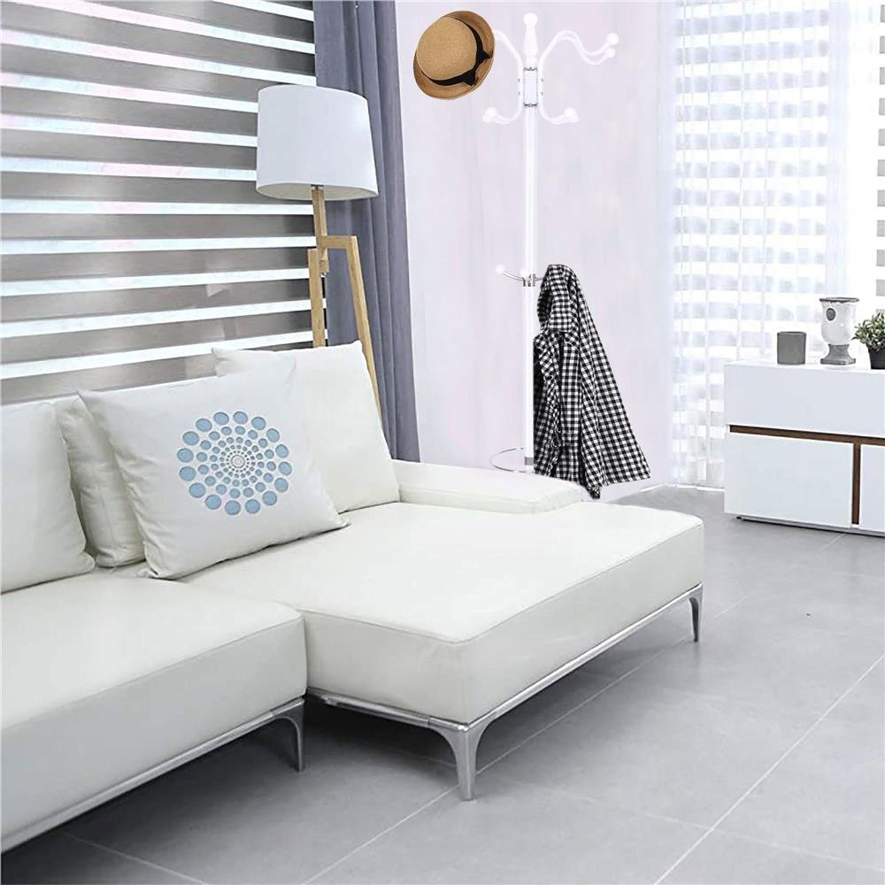 Cuier tip pom din metal Sersimo, 12 agatatoare, 174cm, alb - imagine 8