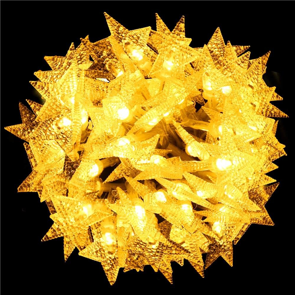 (DL) Instalatie stelute luminoase pentru gradina, 5 metri, 50 LED-uri, cu baterii, galben