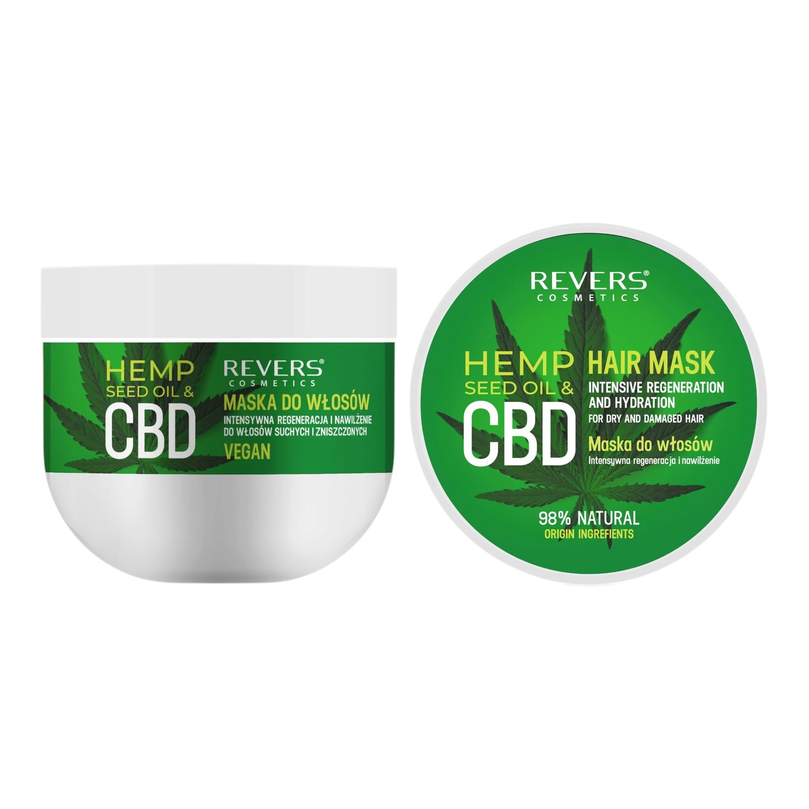 Mască de păr cu ulei natural de cânepă si CBD, Revers, regenerare si hidratare intensiva, 250ml - imagine 3