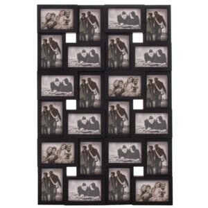 Rama foto de perete, colaj de 24 fotografii, 57x86cm, negru