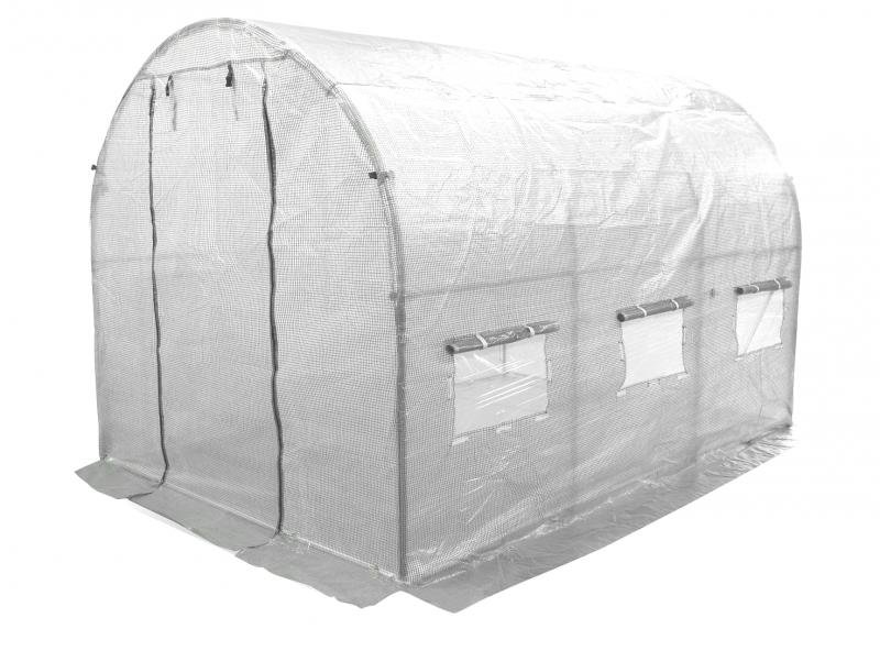 Sera de gradina, tip tunel cu cadru metalic, 250x400x200cm, alba, 10mp - imagine 4