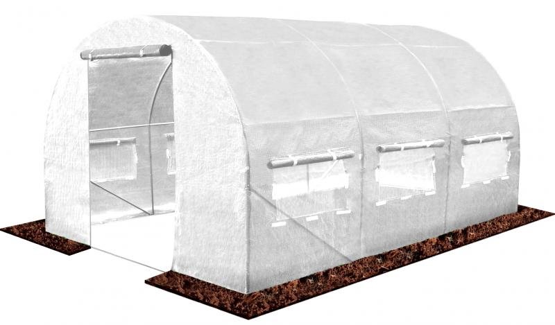 Sera de gradina, tip tunel cu cadru metalic, 250x400x200cm, alba, 10mp - imagine 3
